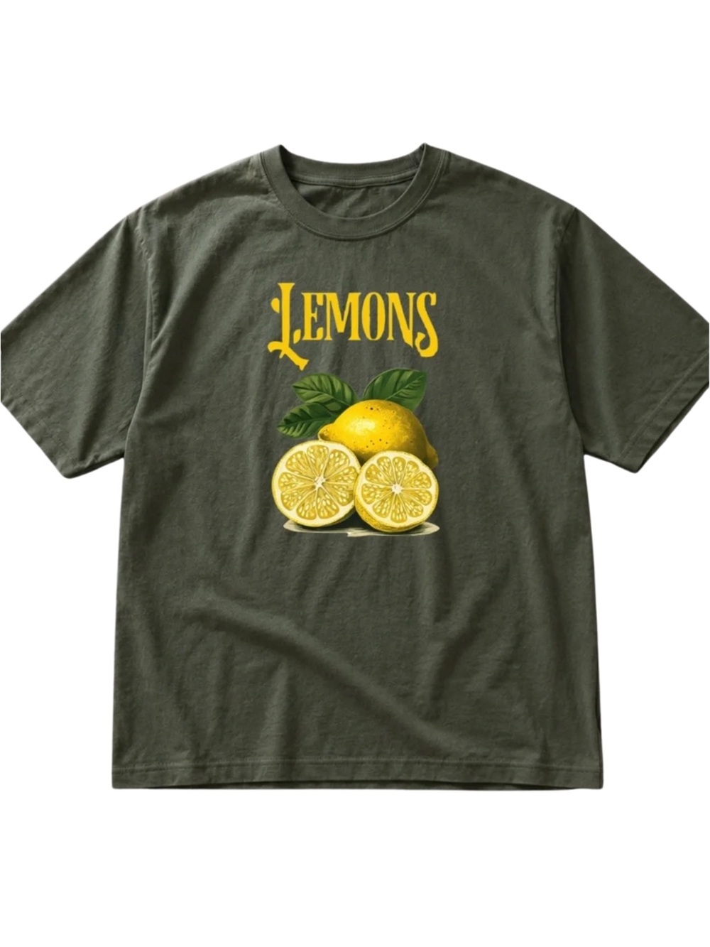 Gildan Lemons Graphic Tee in Olive Green
